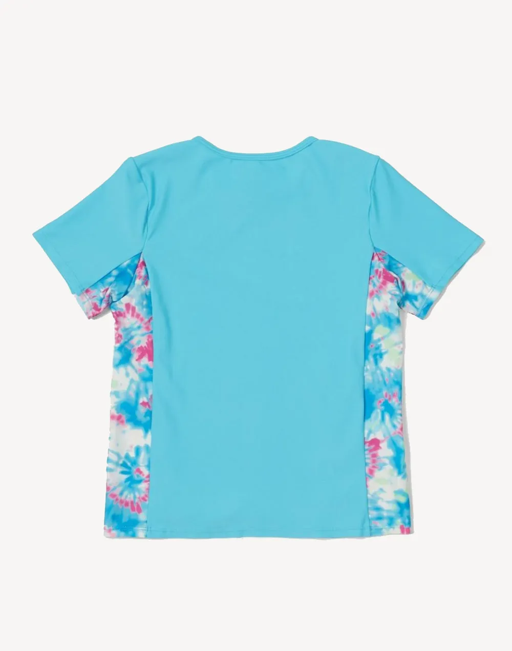 Girls Printed Splice UPF 50  Short Sleeve Swim Shirt