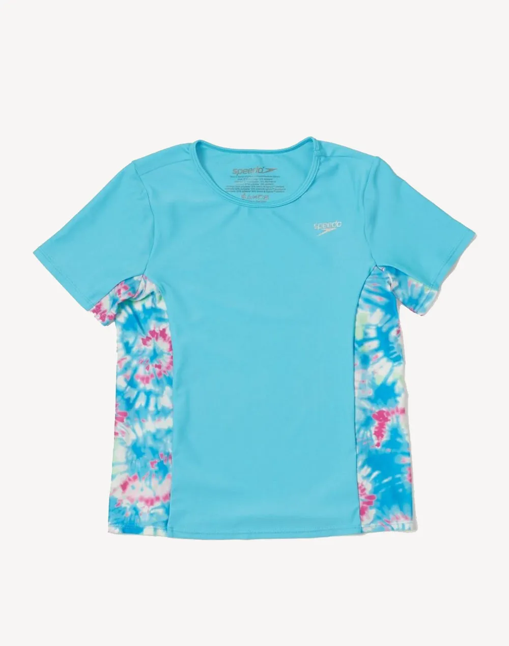 Girls Printed Splice UPF 50  Short Sleeve Swim Shirt