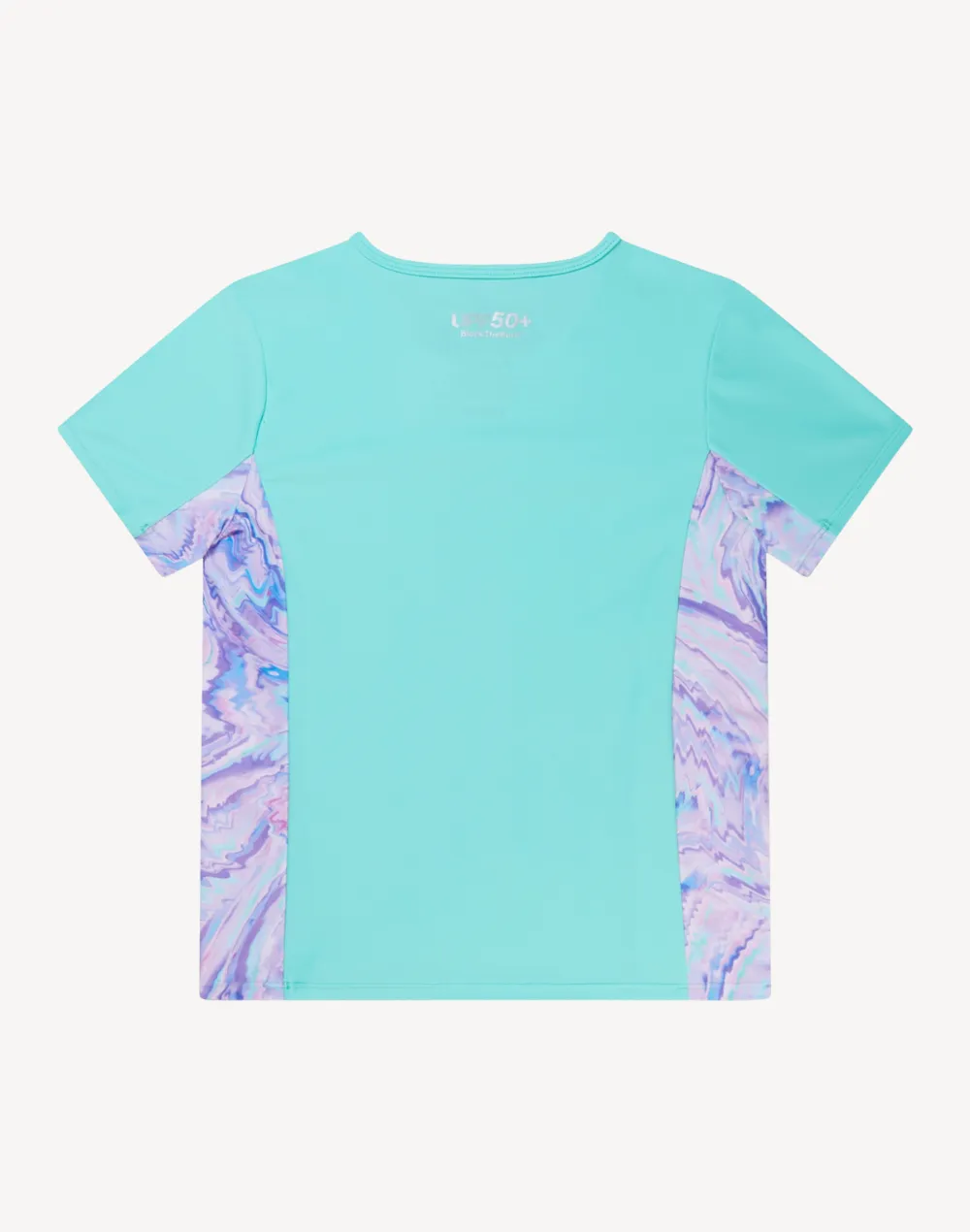 Girls Printed Splice UPF 50  Short Sleeve Swim Shirt
