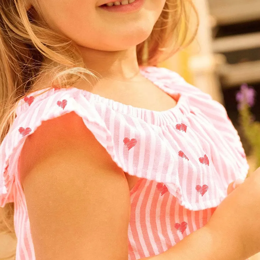 Heart Stripe Sleeveless Summer Dress