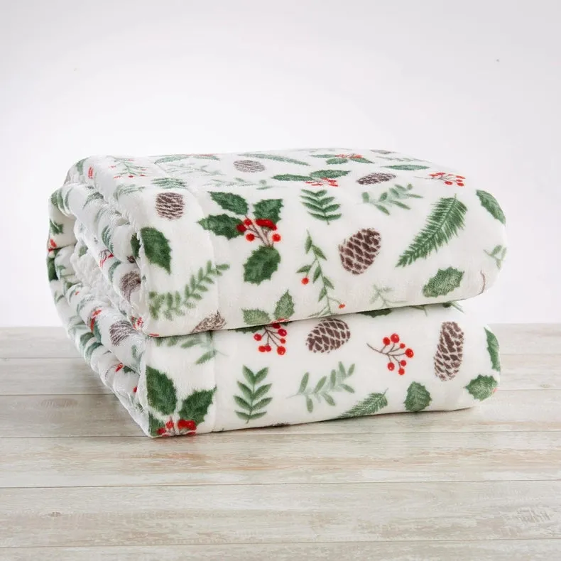 Holiday Sherpa Throw - Esmay Collection Little Holly