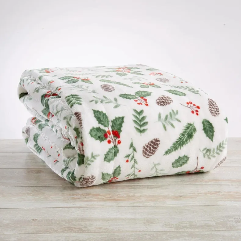 Holiday Sherpa Throw - Esmay Collection Little Holly