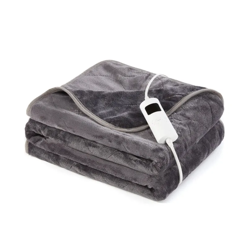 Huggleland Supersoft Electric Heated Fleece Throw - Dark Grey 152cm