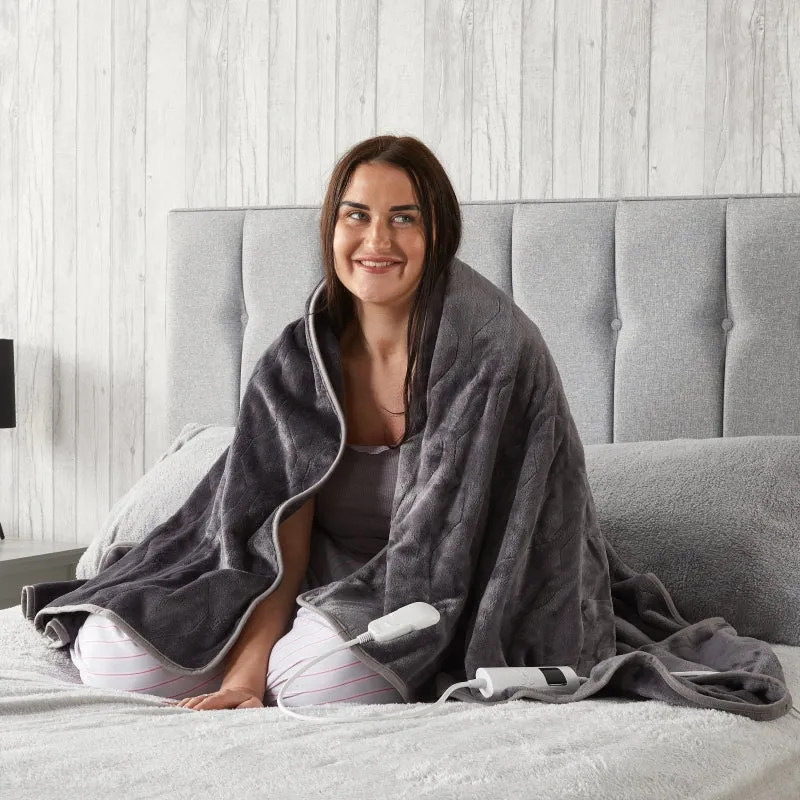 Huggleland Supersoft Electric Heated Fleece Throw - Dark Grey 152cm