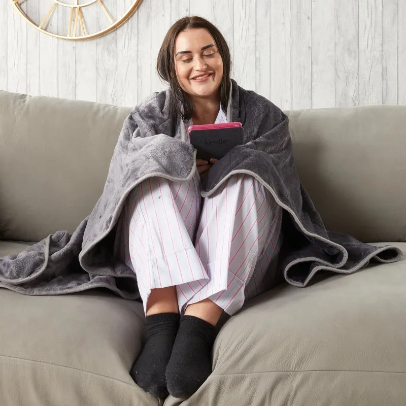 Huggleland Supersoft Electric Heated Fleece Throw - Dark Grey 152cm