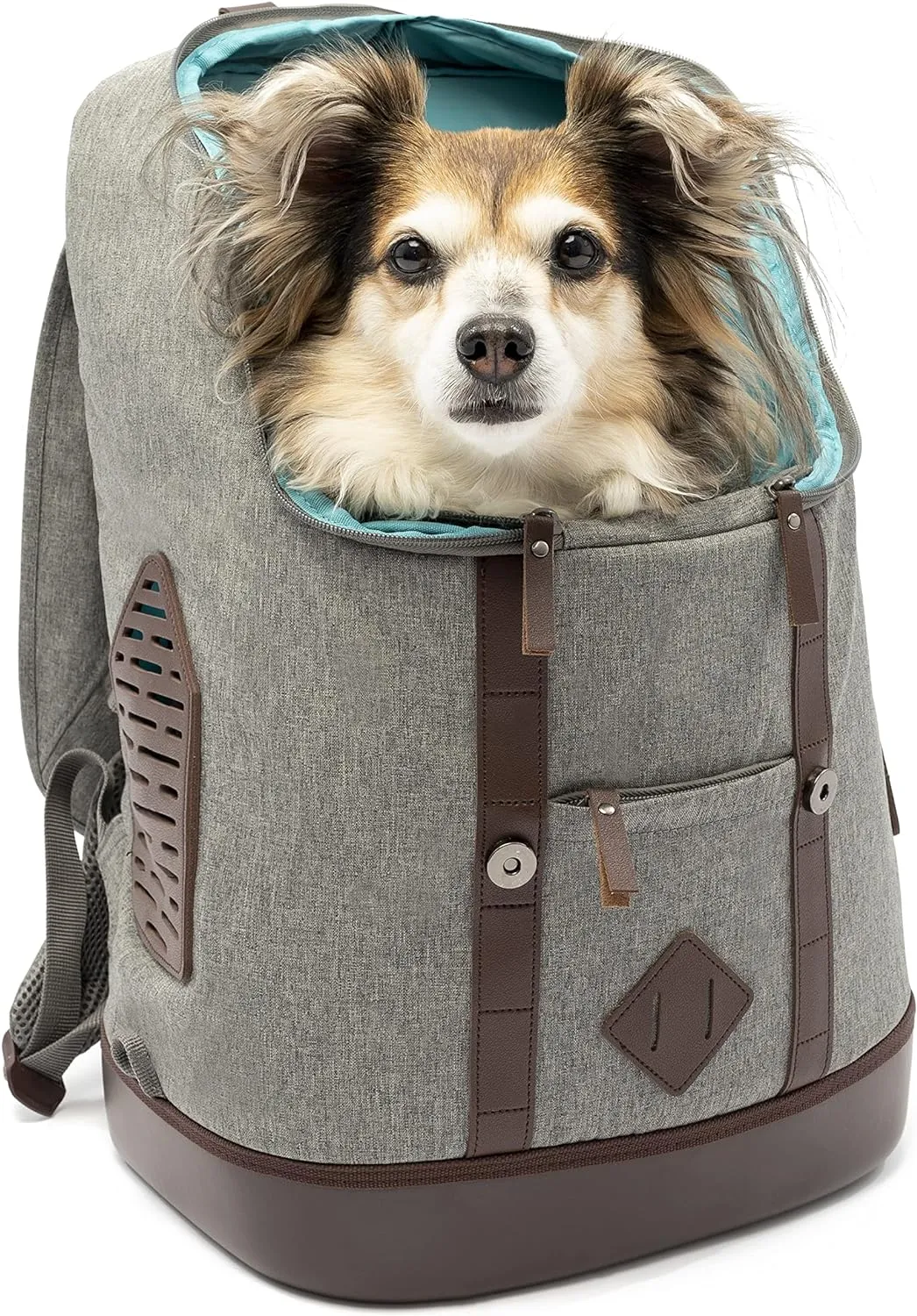 Kurgo Dog Carrier Backpack for Small Pets - Dogs & Cats | TSA Airline Approved | Cat | Hiking or Travel | Waterproof Bottom | G-Train | Ruck Sack | Heather Grey