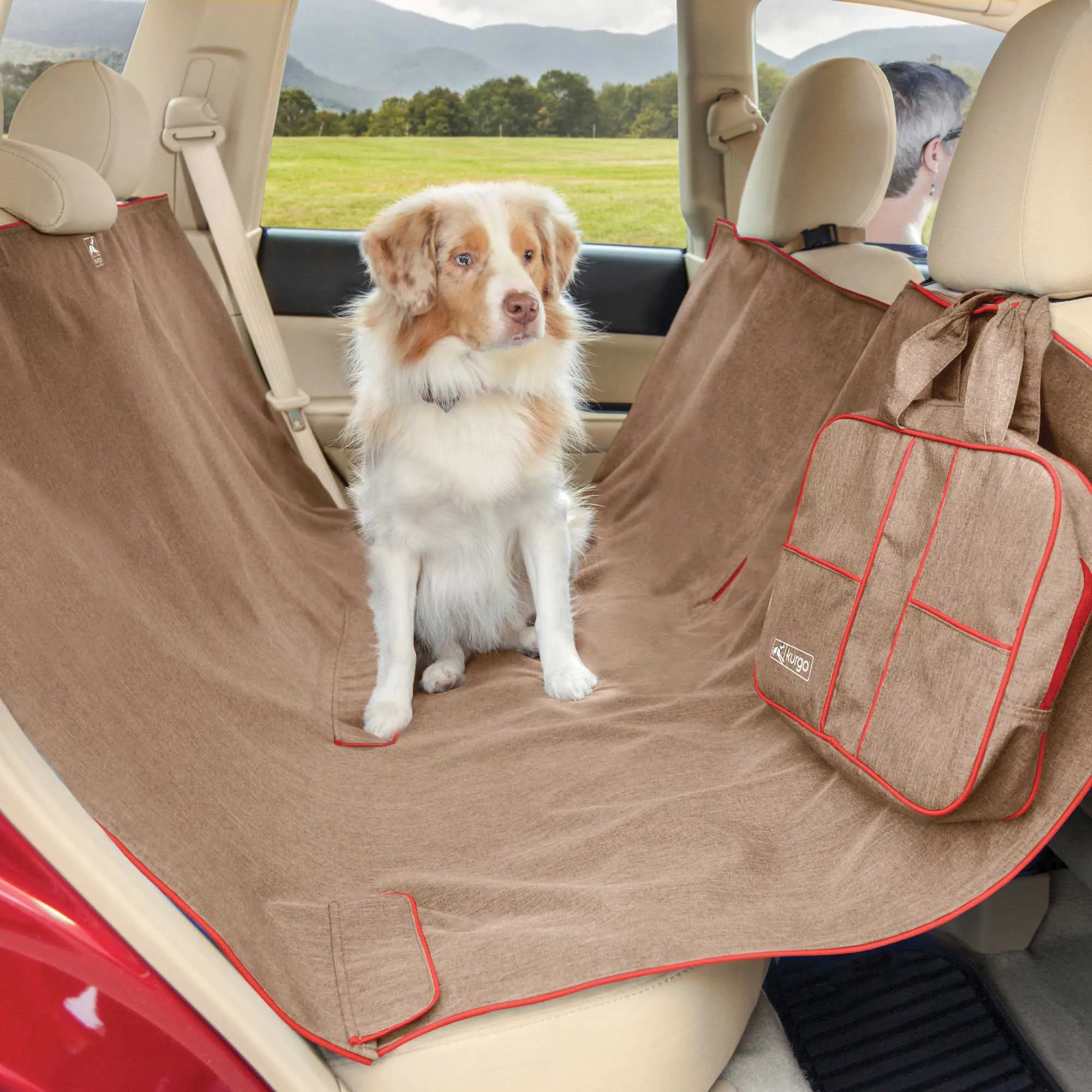 Kurgo Heather Hammock Dog Seat Cover, One Size, Heather Nutmeg