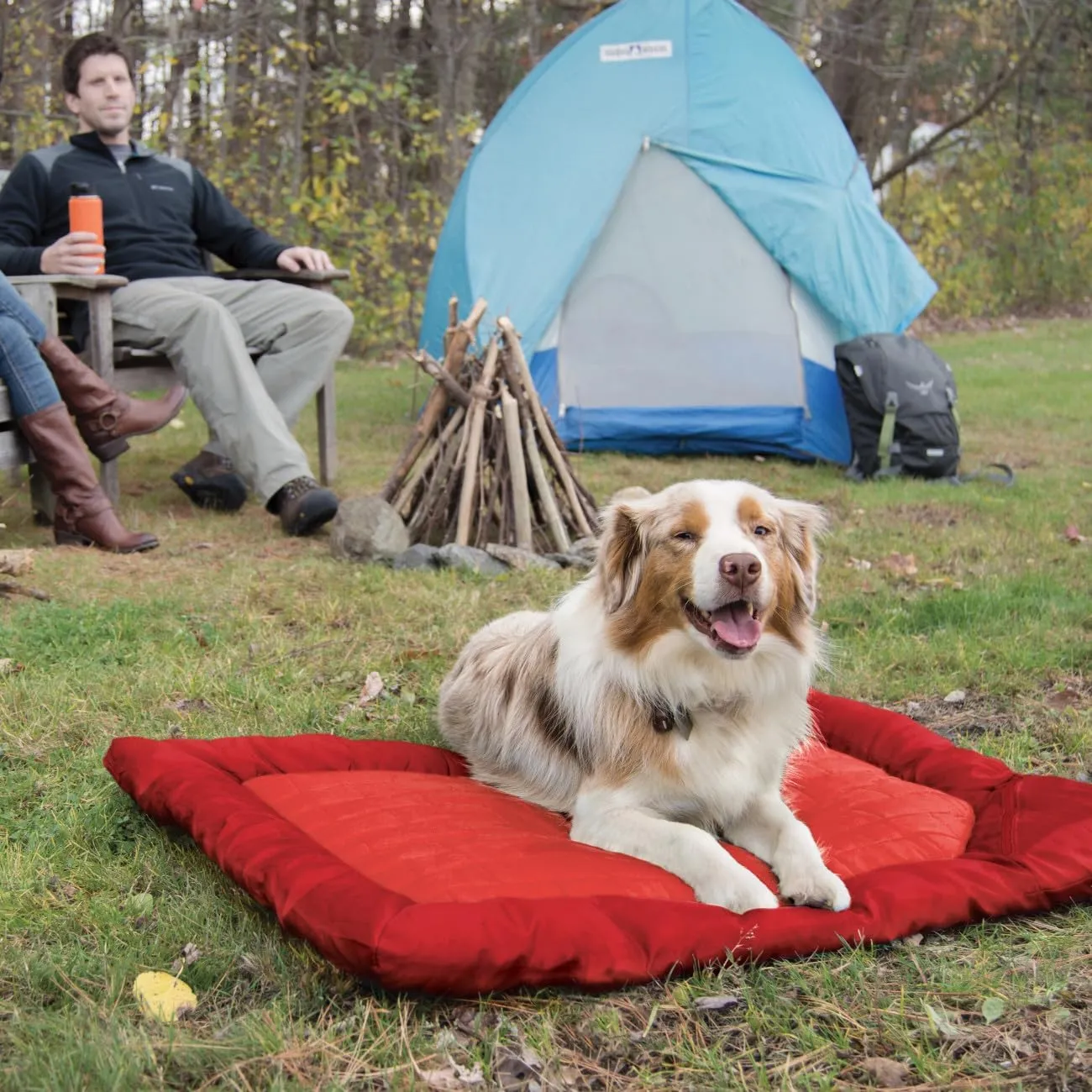 Kurgo Waterproof Dog Bed, Outdoor Bed for Dogs, Portable Bed Roll for Pets, Travel, Hiking, Camping, Wander Loft Dog Bed, Chili Red, Medium