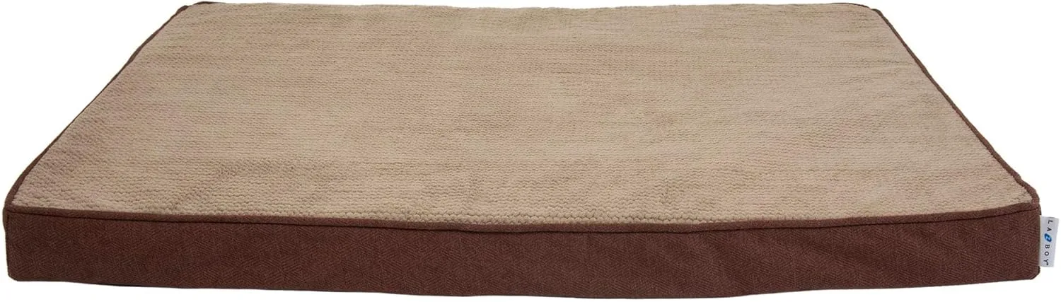La-Z-Boy Petmate Bentley Orthopedic Foam X-Large Dog Bed Sephia Brown (44 x 34 x 3 inches) for Dogs up to 80lbs with Supportive Foam Durable Removable Washable Cover