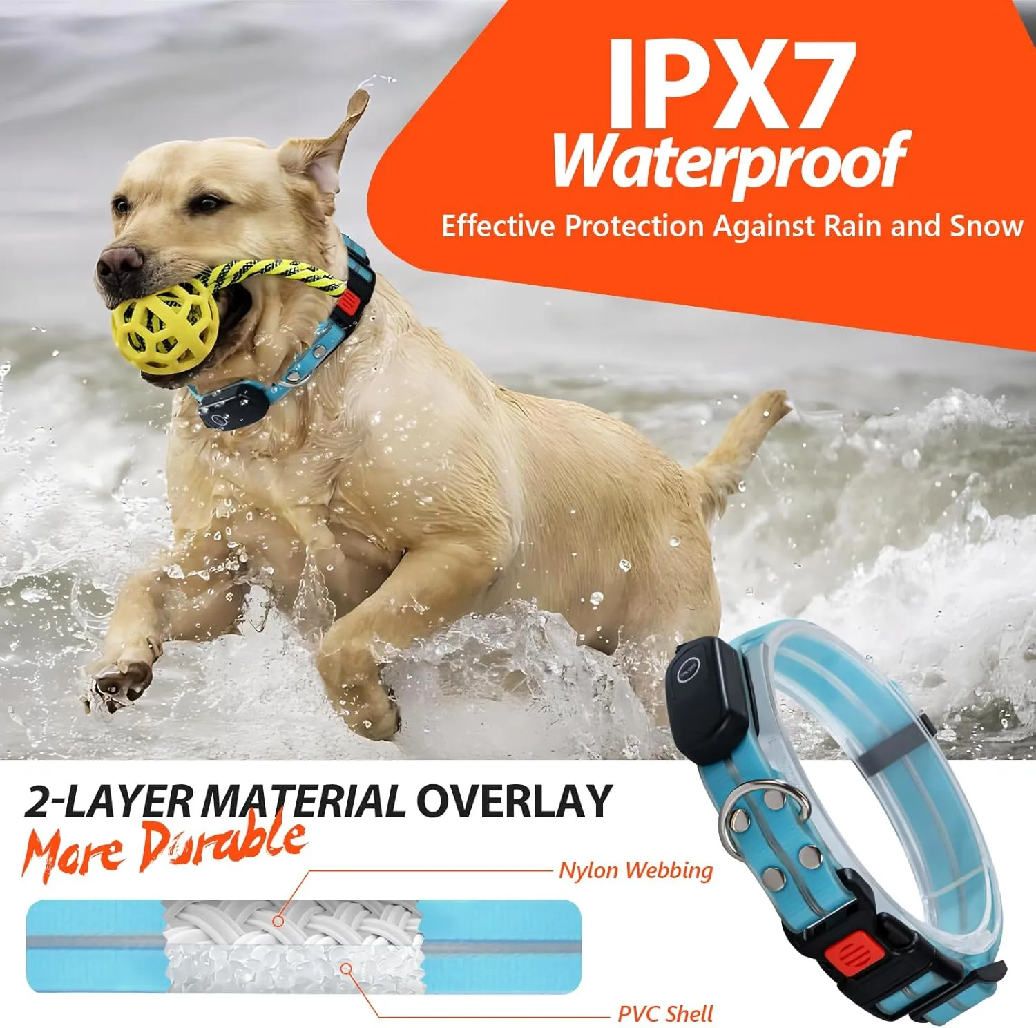 LED Dog Collars - USB Rechargeable, Waterproof, Flashing Glow in Dark, Adjustable Light Up Collars for Night Walking (Blue, Pack of 1)