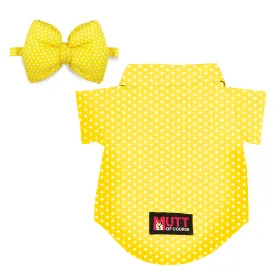 Matching Yellow Dog Shirt & Dog Bow Tie  | Adjustable Bow Tie for Dogs | Breathable Fabric Shirt for Dogs