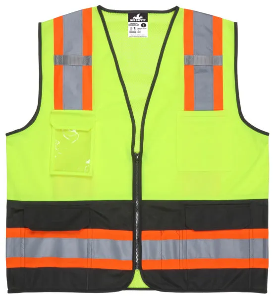 MCR Safety Lime,Class2,Black Bttm,Zip,Mesh M
