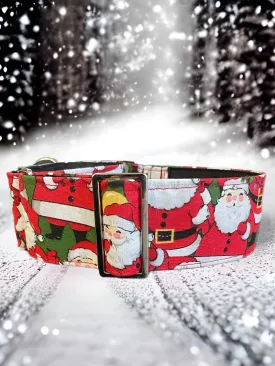 Merry making red Christmas Santa Cotton covered greyhound Martingale collar 50mm width super soft
