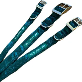 Metal Buckle Dog Collar "Green Velvet Crush" Range by Mabel & Mu