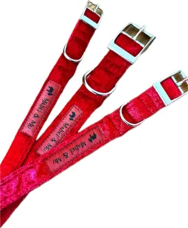 Metal Buckle Dog Collar "Red Velvet Crush" Range by Mabel & Mu
