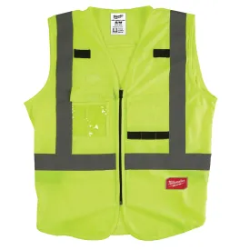 Milwaukee® 48-73-5021 Safety Vest, S/M, #1, #10, #15, #2, 1/4 in, 3/16 in Vest, Hi-Viz Yellow Vest, Zipper Closure