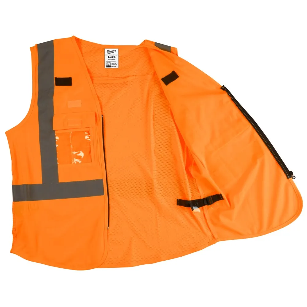 Milwaukee 48735032 L/XL Orange High Visibility Safety Vest