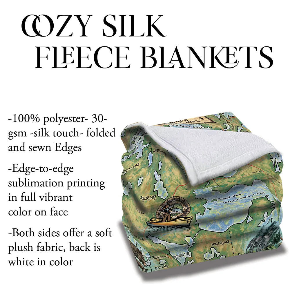 Minocqua Chain of Lakes Wisconsin Sherpa Fleece Blanket Double Stitched Edges Cozy Luxury Fluffy Super Soft 430 GSM Polyester Throw Blanket