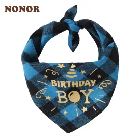 NONOR Cotton Pet Bandanas - Birthday Triangular Scarf Collar for Dogs and Cats