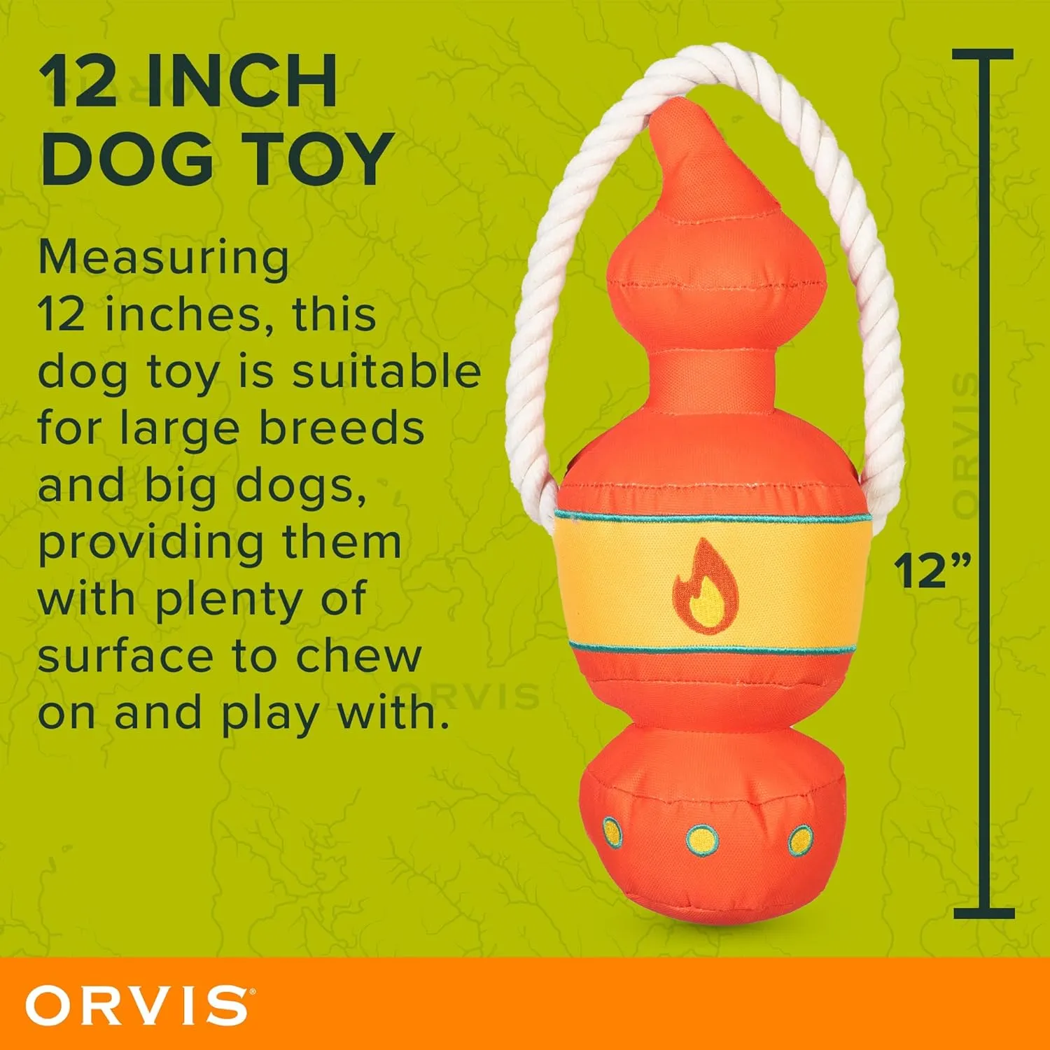 Orvis Dog Bark After Dark Lantern Tug Toy for Dogs | Durable Squeaky Dog Tug Toy - Extra Durable with Double Stitching, Mesh Lining, Squeaker and Rope Handle - Ideal for Medium to Large Breeds