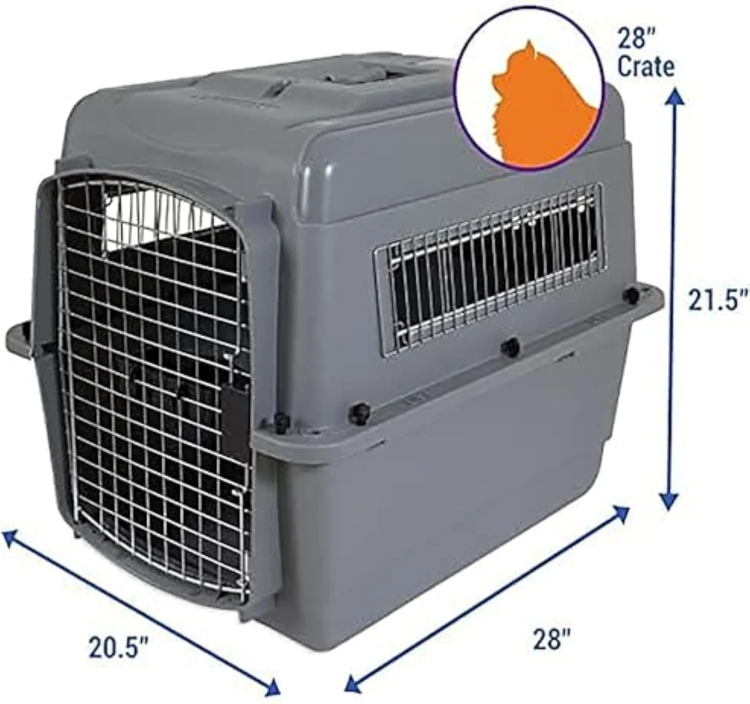 Petmate Sky Kennel - For Air and Travel, Airline Approved Dog Crate for Pets up 15-30 lbs, Heavy Duty Dog Kennel, Made in the USA- 28 Inches
