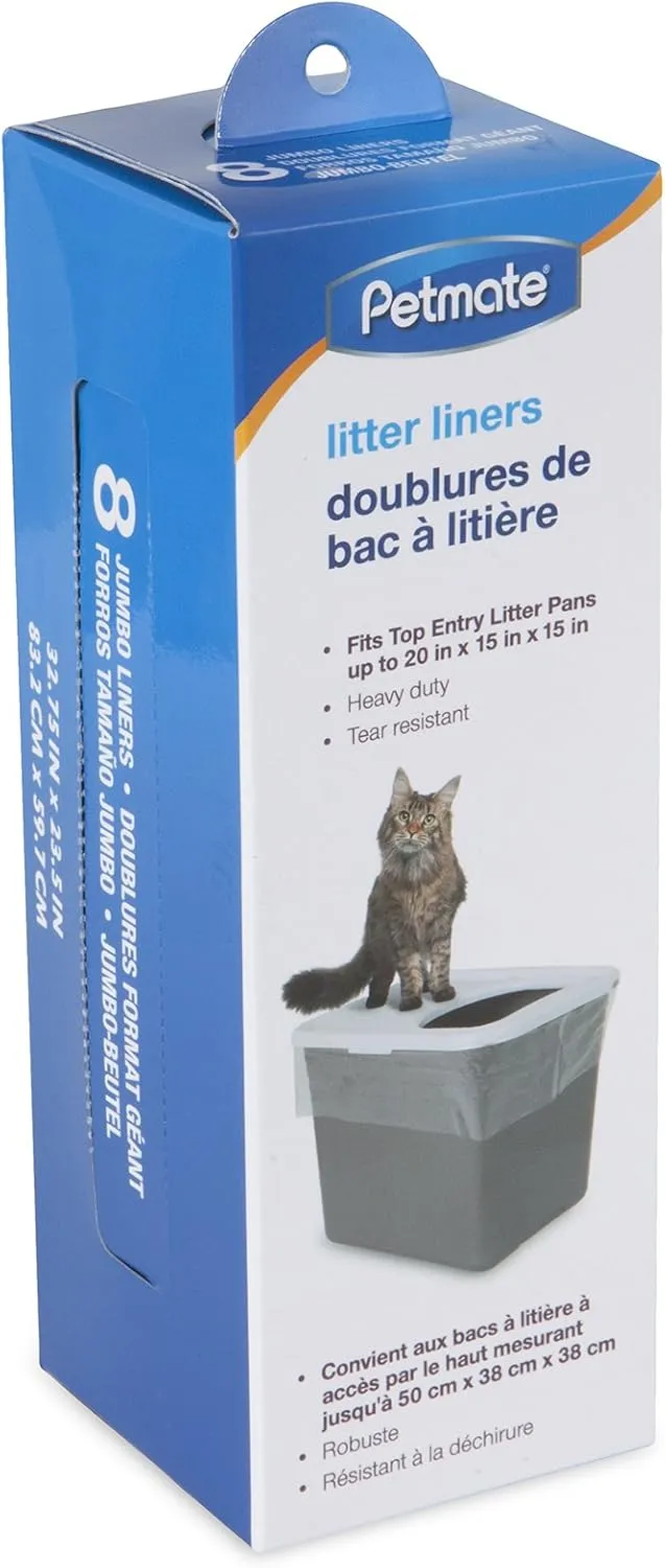 Petmate TOP ENTRY LITTER PAN LINERS Dark Grey 8 Count (Pack of 1)