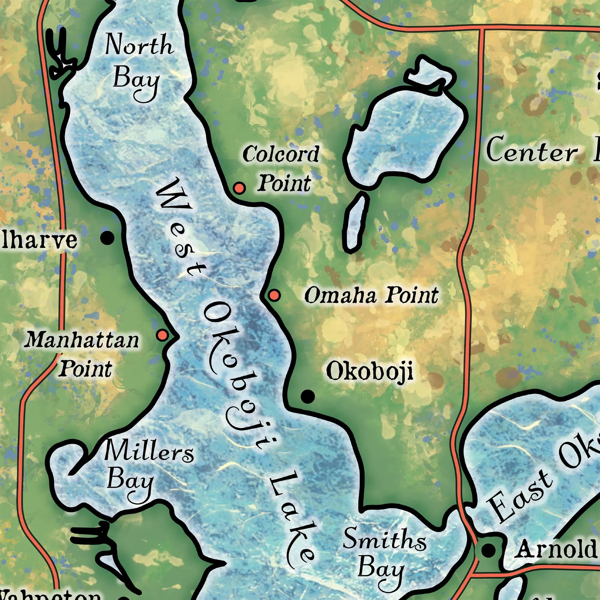 Spirit Lake and Lake Ookoboji Iowa Map Blanket Double Stitched Edges Cozy Luxury Fluffy Super Soft 430 GSM Polyester Throw Blanket
