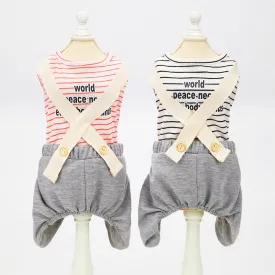 Strap button shirt striped spring pet clothing