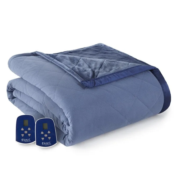 The Luxury Micro Flannel Reverse to Ultra Velvet Electric Blanket - King/Indigo
