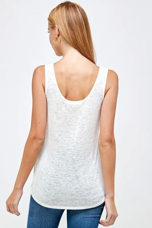 V-Neck slub tank top