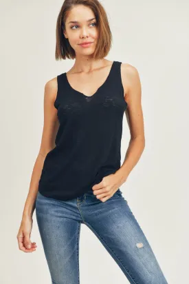 V-Neck slub tank top