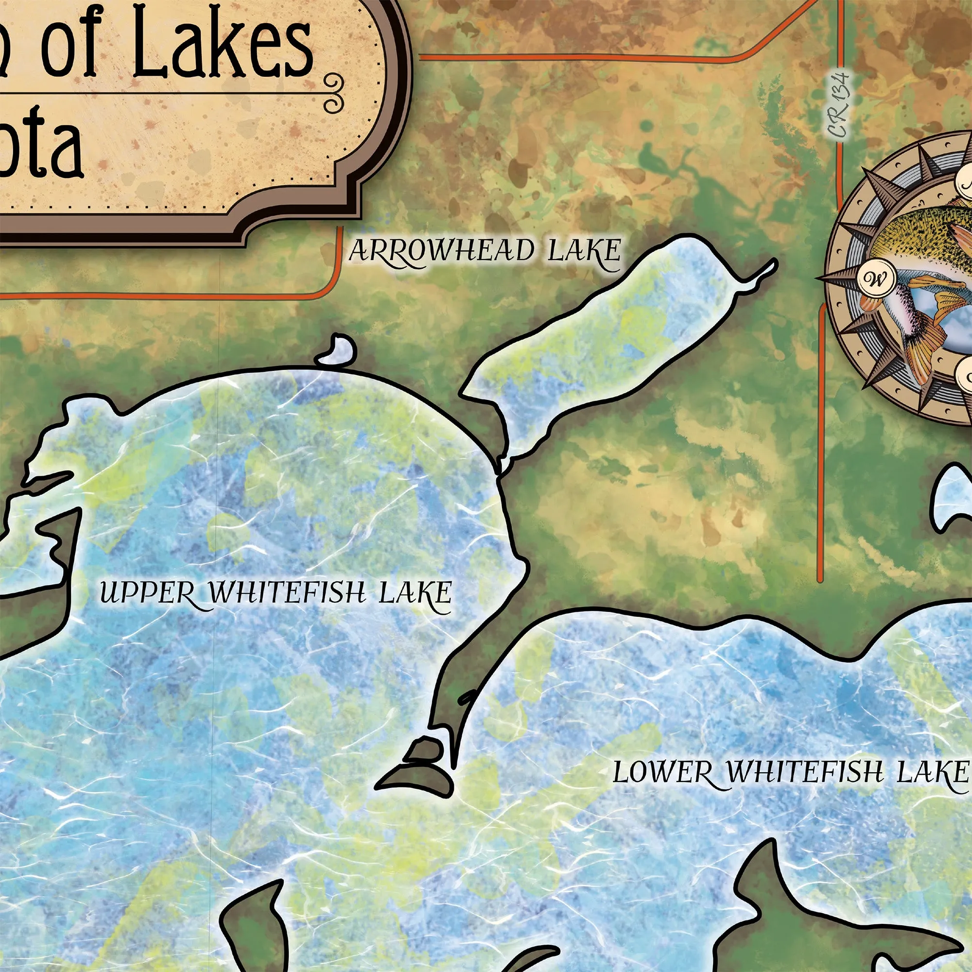 Whitefish Chain of Lakes Minnesota Map Blanket Double Stitched Edges Cozy Luxury Fluffy Super Soft 430 GSM Polyester Throw Blanket